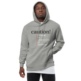 Unisex fashion hoodie - "caution I engage in random acts of kindness" - comes in Heather Grey