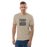 Unisex organic cotton t-shirt - "Pump Fake" - comes in Desert Dust