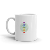 White glossy mug - "Chakras + om"