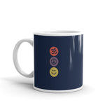 White glossy mug - "om, peace, smile"