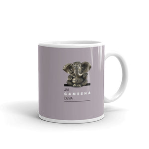 White glossy mug - "Jai Ganesha Deva"