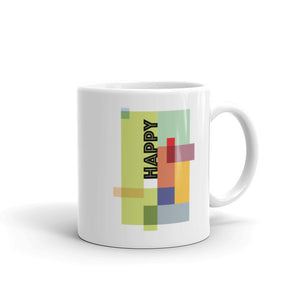 White glossy mug - "Happy"