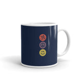 White glossy mug - "om, peace, smile"