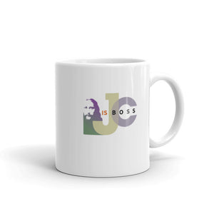 White glossy mug - "JC is Boss"