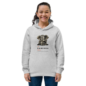 Women's eco fitted hoodie - "Jai Ganesha Deva" - comes in six colors and ships from Latvia. Delivery may take up to 4 weeks.