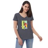 Women’s recycled v-neck t-shirt - "Happy" - comes in two colors