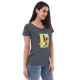 Women’s recycled v-neck t-shirt - "Happy" - comes in two colors