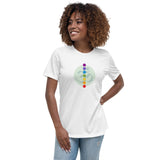 Women's Relaxed T-Shirt - "chakras+om" - comes in eight colors